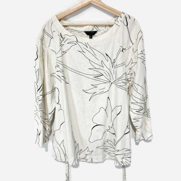 Banana Republic Linen Blend Tie-Waist Top Stone Washed Career Office Size XL - Picture 9 of 11